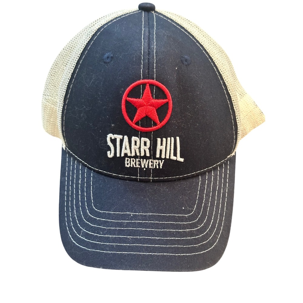 Starr Hill Brewery Trucker Hat Navy Blue Cream Snapback Mesh Baseball Cap Star